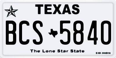 TX license plate BCS5840