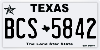 TX license plate BCS5842