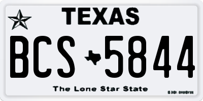 TX license plate BCS5844