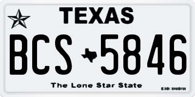 TX license plate BCS5846