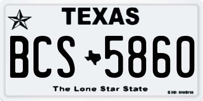 TX license plate BCS5860