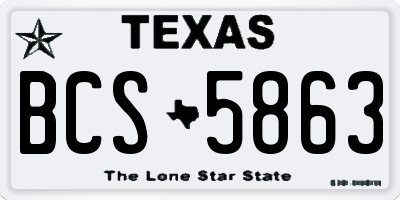 TX license plate BCS5863