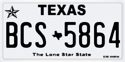 TX license plate BCS5864