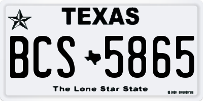 TX license plate BCS5865