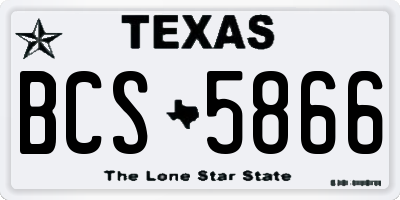 TX license plate BCS5866