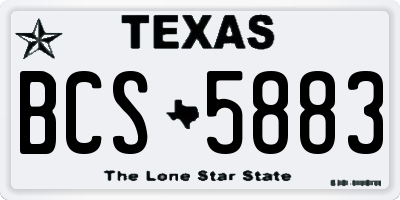 TX license plate BCS5883