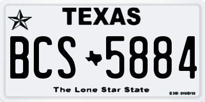 TX license plate BCS5884