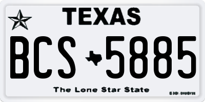 TX license plate BCS5885