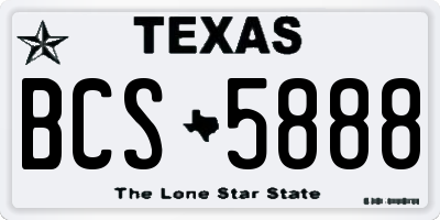 TX license plate BCS5888
