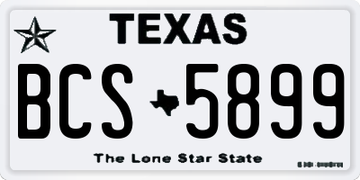 TX license plate BCS5899