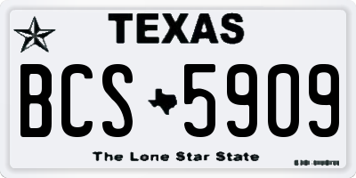 TX license plate BCS5909