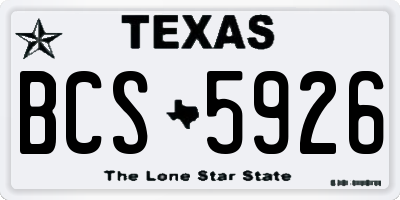 TX license plate BCS5926