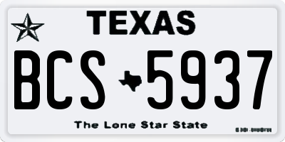 TX license plate BCS5937