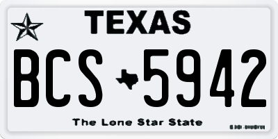 TX license plate BCS5942