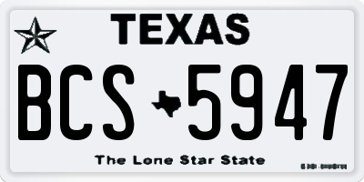 TX license plate BCS5947