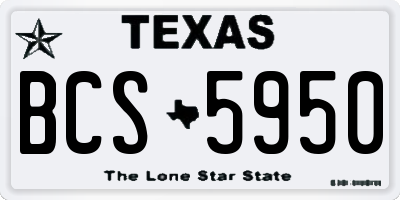 TX license plate BCS5950