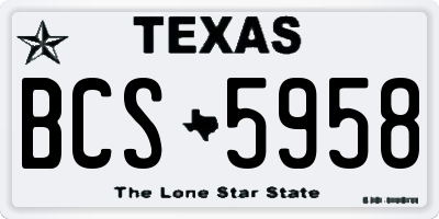 TX license plate BCS5958