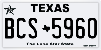 TX license plate BCS5960
