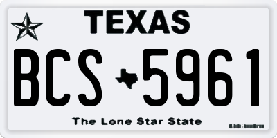 TX license plate BCS5961