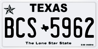 TX license plate BCS5962