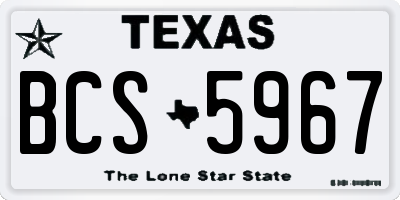 TX license plate BCS5967