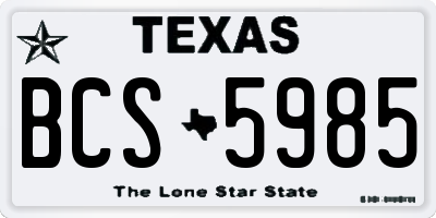 TX license plate BCS5985