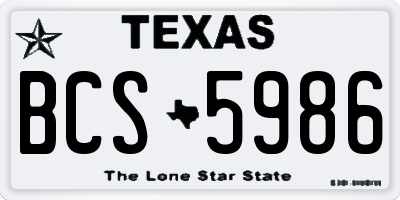 TX license plate BCS5986