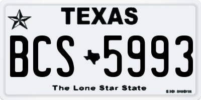TX license plate BCS5993