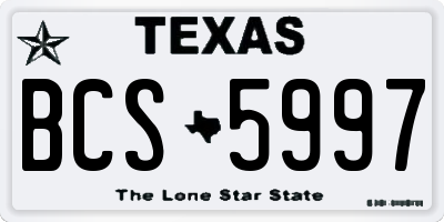 TX license plate BCS5997