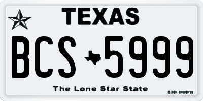 TX license plate BCS5999