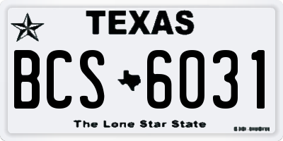 TX license plate BCS6031