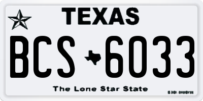 TX license plate BCS6033