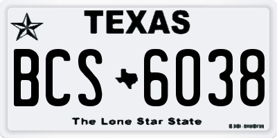 TX license plate BCS6038