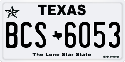 TX license plate BCS6053