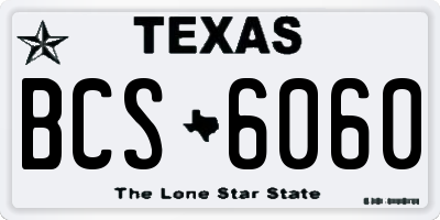 TX license plate BCS6060