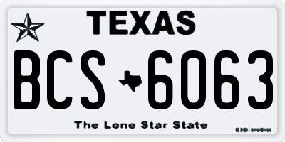 TX license plate BCS6063