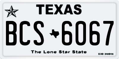 TX license plate BCS6067