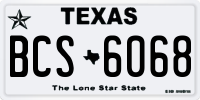 TX license plate BCS6068
