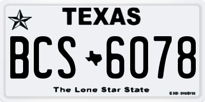 TX license plate BCS6078