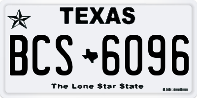 TX license plate BCS6096