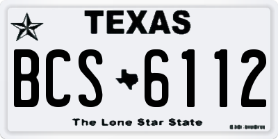 TX license plate BCS6112