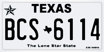 TX license plate BCS6114