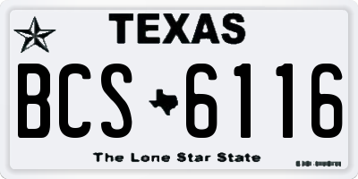 TX license plate BCS6116