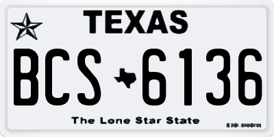 TX license plate BCS6136