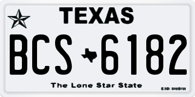TX license plate BCS6182