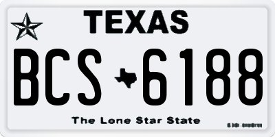 TX license plate BCS6188