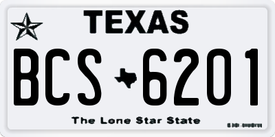 TX license plate BCS6201