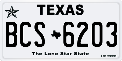 TX license plate BCS6203