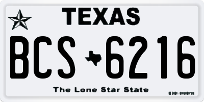 TX license plate BCS6216