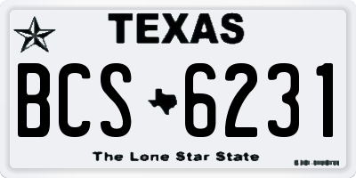 TX license plate BCS6231